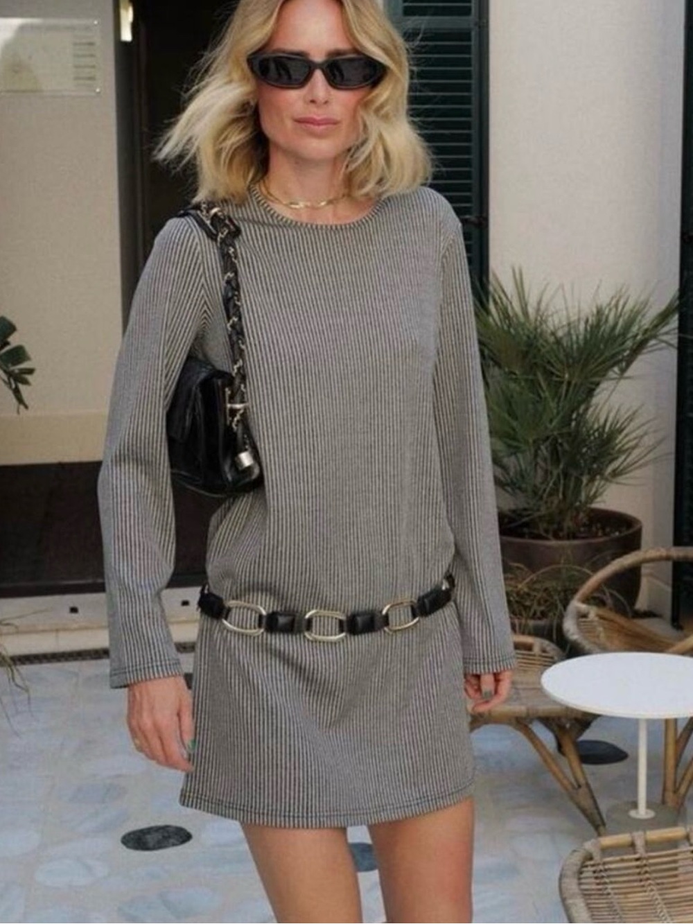 Anine Bing Stripe Dress Long Sleeves Size M